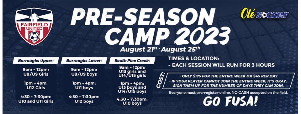 Register Now - FUSA Pre-season Camp